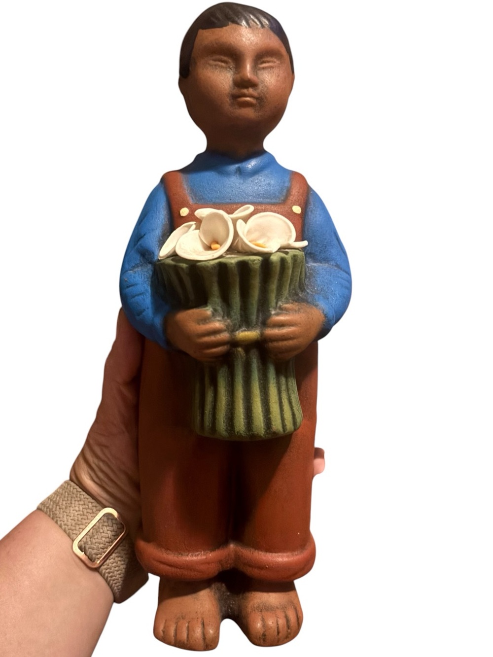 Mexican Folk Art Ceramic Figurines: the Calla Lily Vendor/Boy